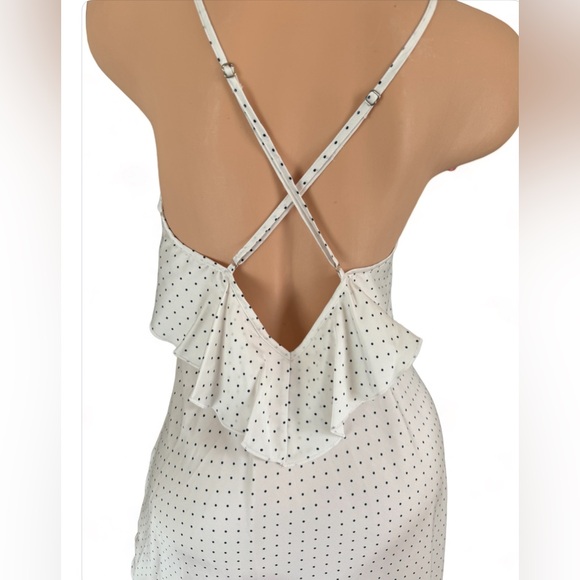 Victoria’s Secret Slip Dress Night Gown Satin Ruffled M Cream Polka Dots - Picture 5 of 9